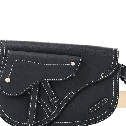 Christian Dior X KAWS Grained Calfskin Saddle Pouch Navy Blue 8 of 11