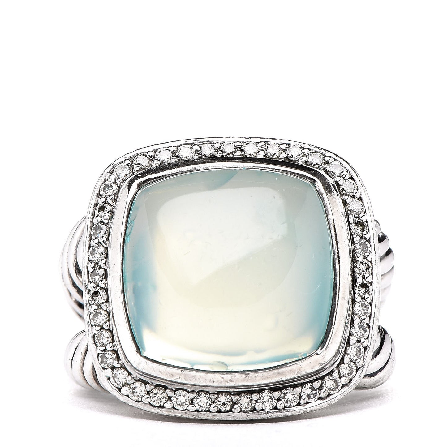 Sterling Silver Diamond Chalcedony 11mm Albion Ring 51 5.75
