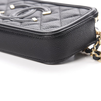 Chanel Caviar Quilted CC Filigree Clutch With Chain Black 13 of 16