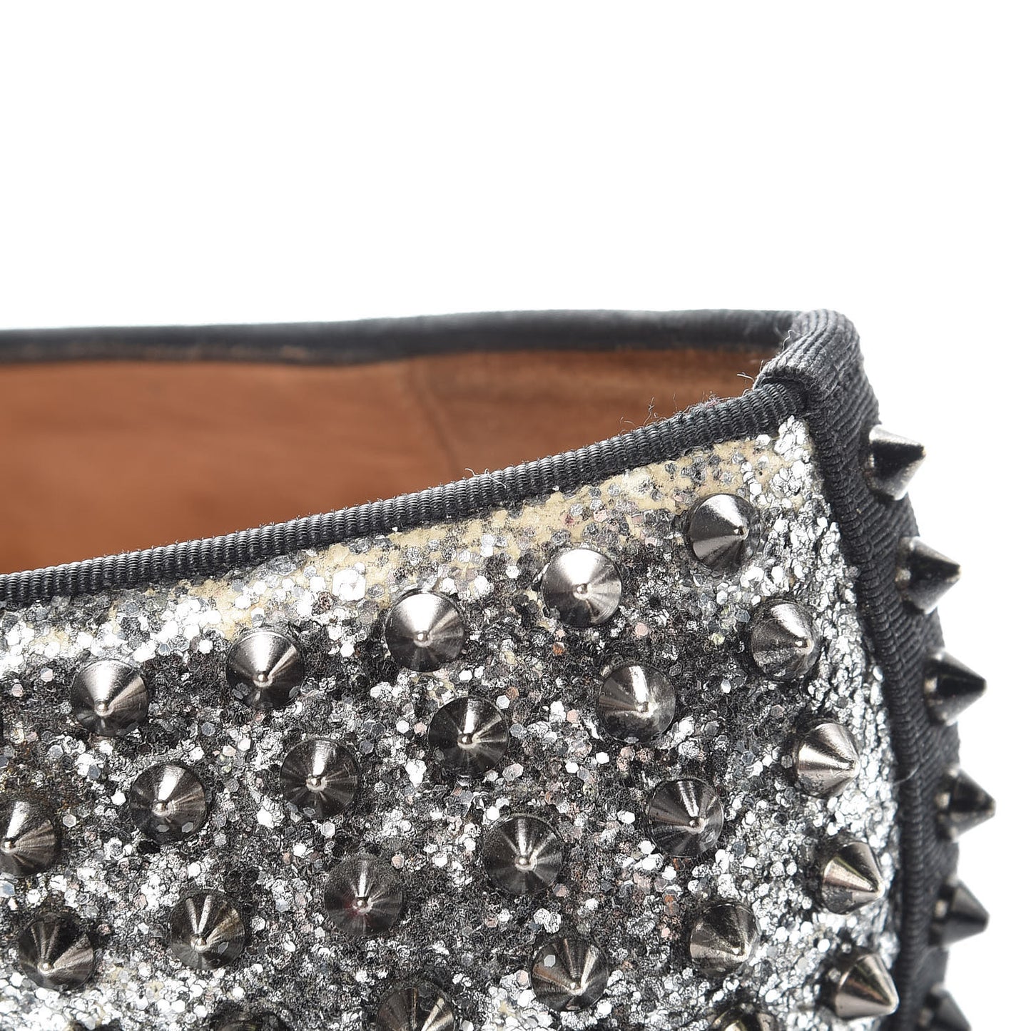 Glitter Mens Rollerboy Spikes Flat Loafers 43 Silver
