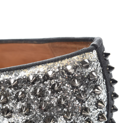 Christian Louboutin Glitter Mens Rollerboy Spikes Flat Loafers 43 Silver 12 of 22