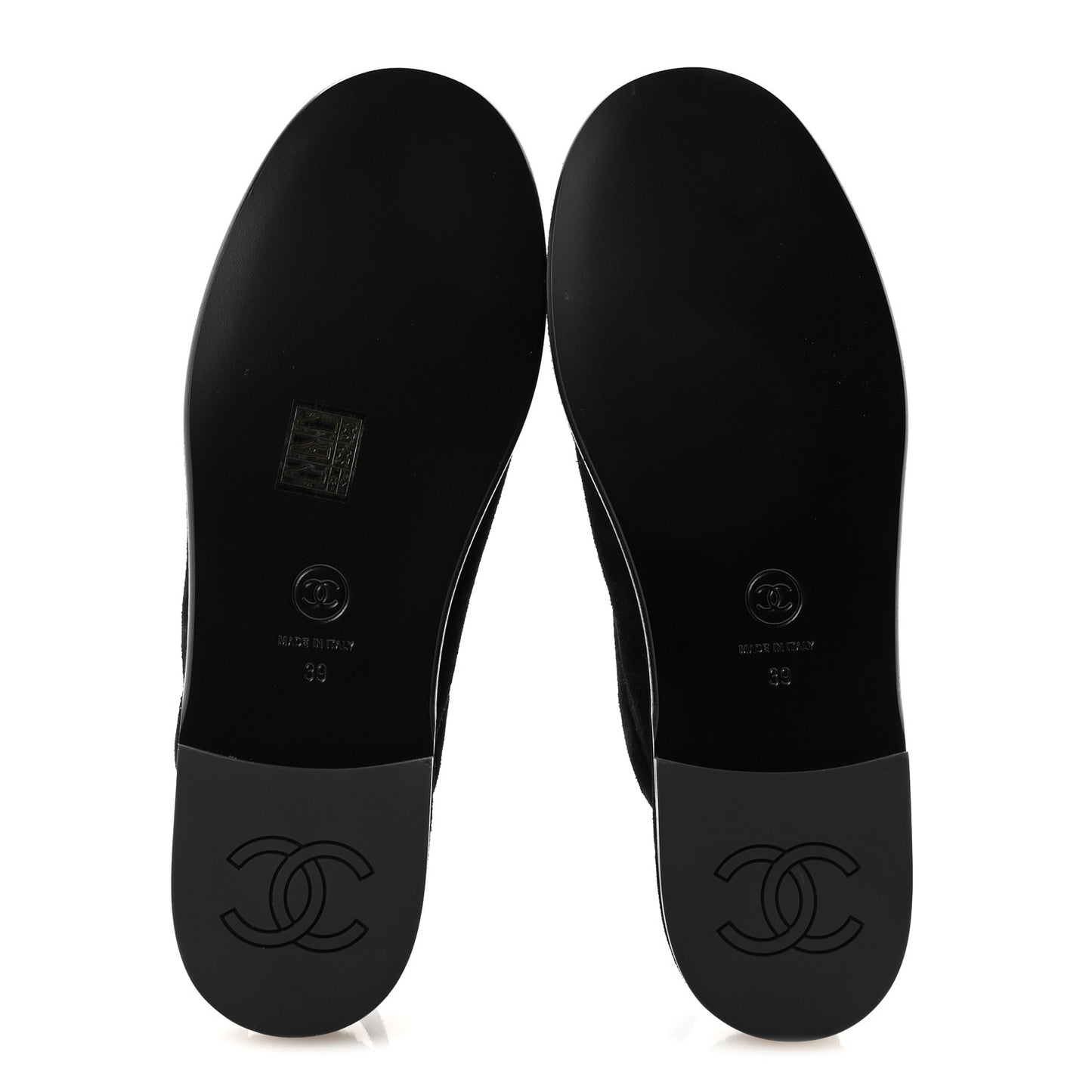 Suede Calfskin CC Slingback Loafers 39 Black