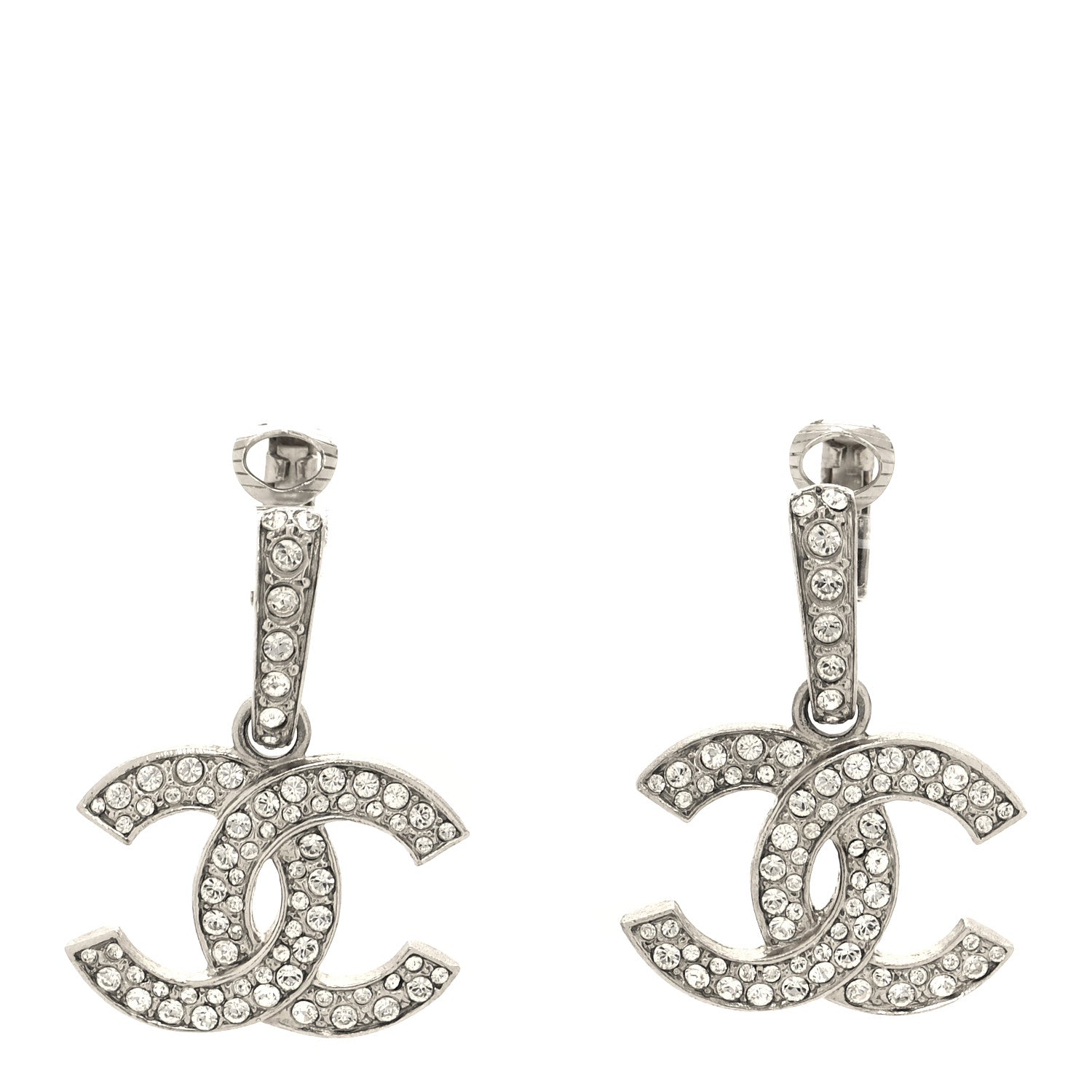 Chanel Crystal Palais Garnier CC Drop Earrings Silver 1 of 4
