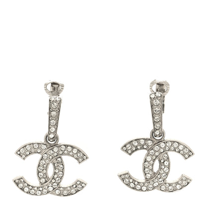 Chanel Crystal Palais Garnier CC Drop Earrings Silver 1 of 4