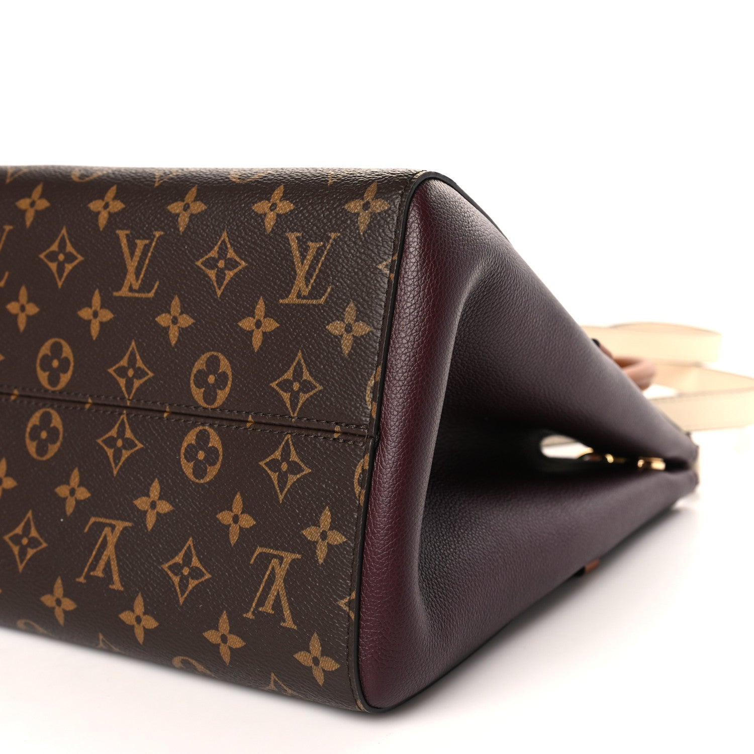 Louis Vuitton Calfskin Monogram Fold Tote MM Black Wine Cream 8 of 9