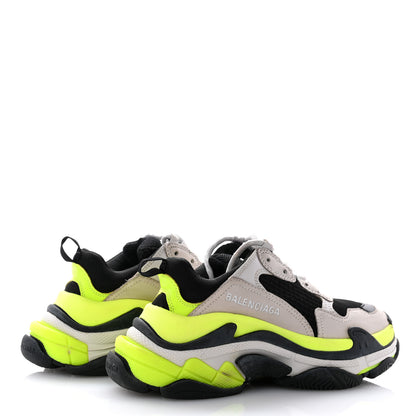 Balenciaga Fabric Mesh Womens Triple S Sneakers 35 Grey Black Jaune Fluo 4 of 11