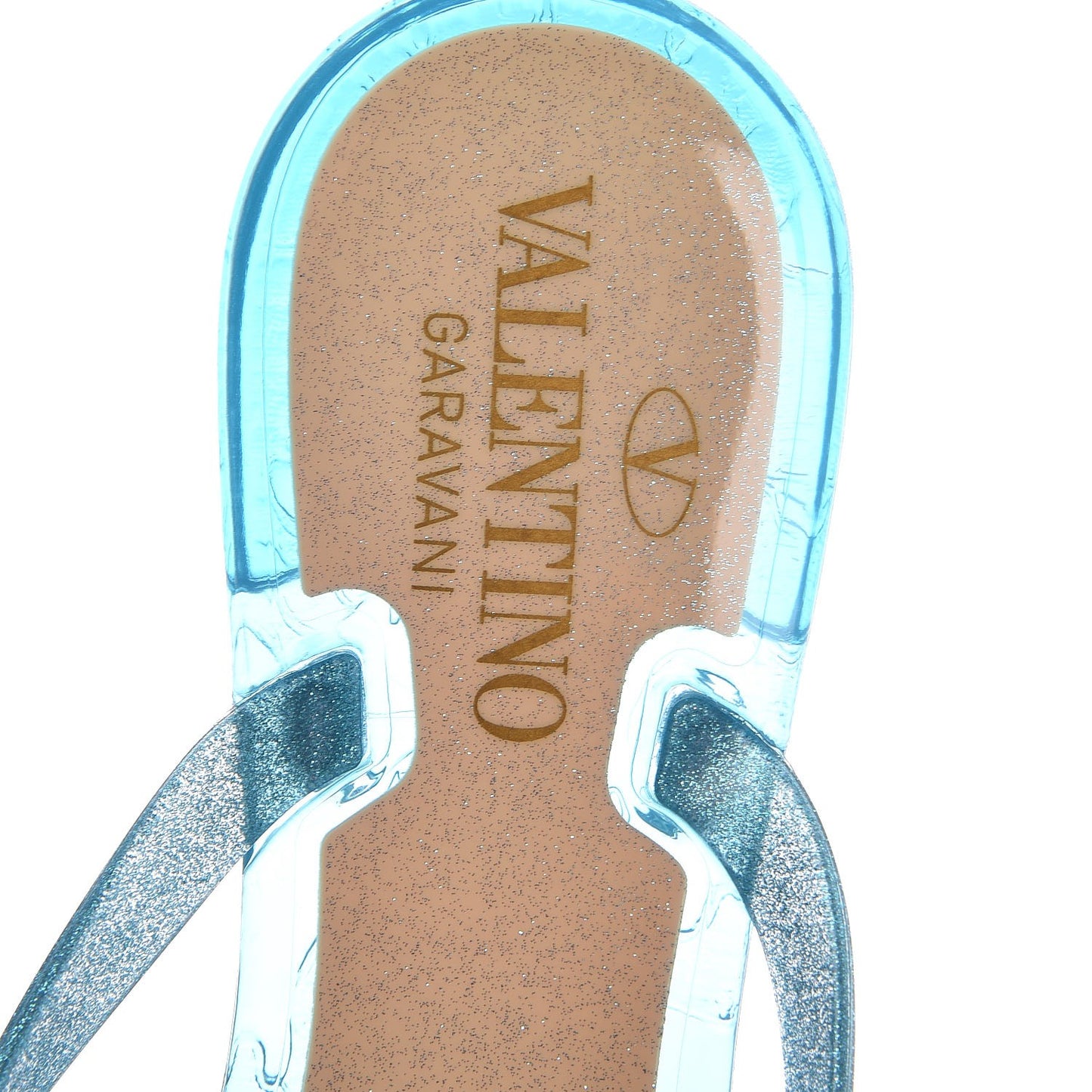 PVC Jelly Glitter Rockstud Bow Thong Sandals 37 Cerulean