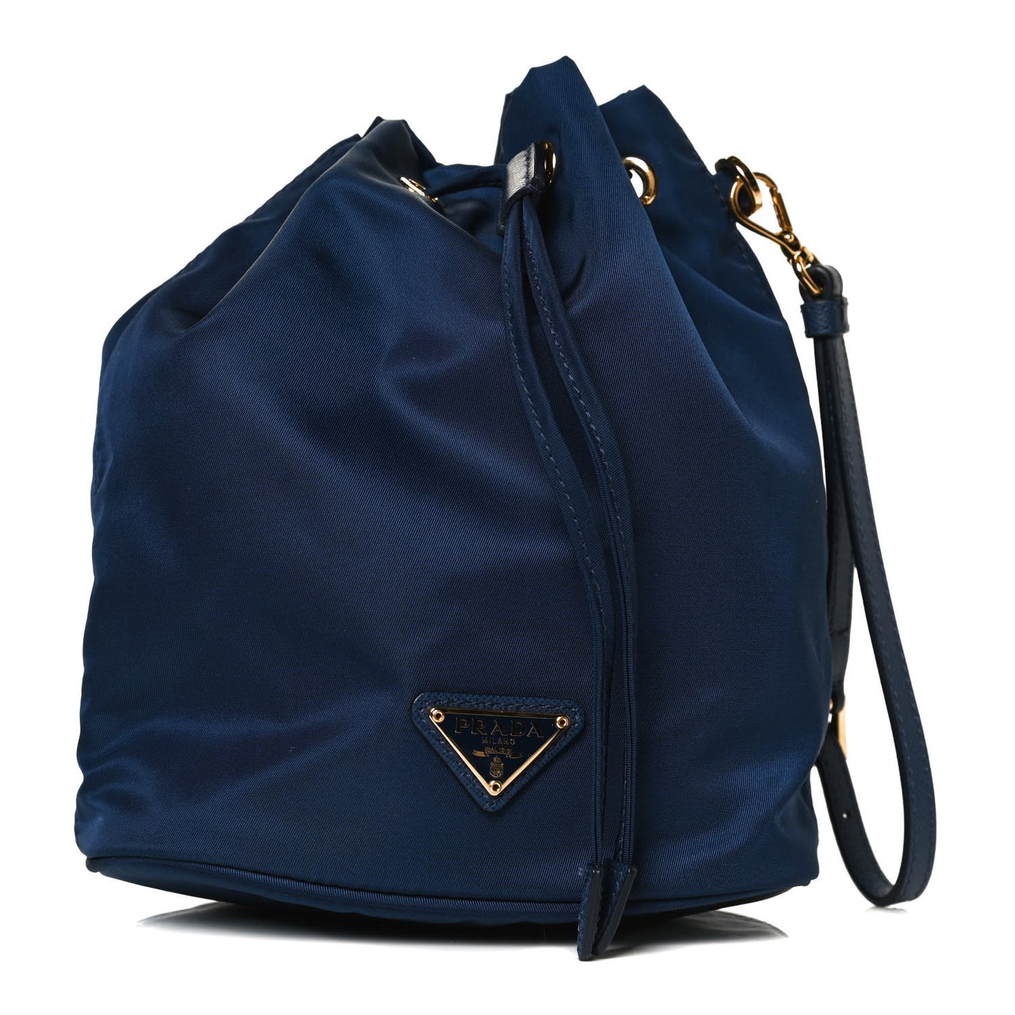 Saffiano Tessuto Nylon Vela Bucket Wristlet Blue