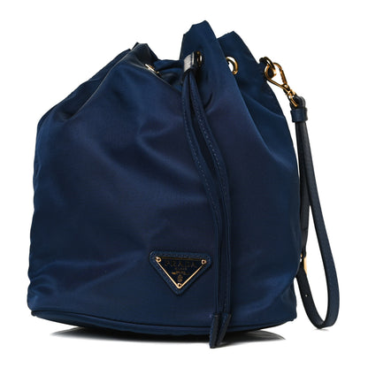 Prada Saffiano Tessuto Nylon Vela Bucket Wristlet Blue 1 of 12
