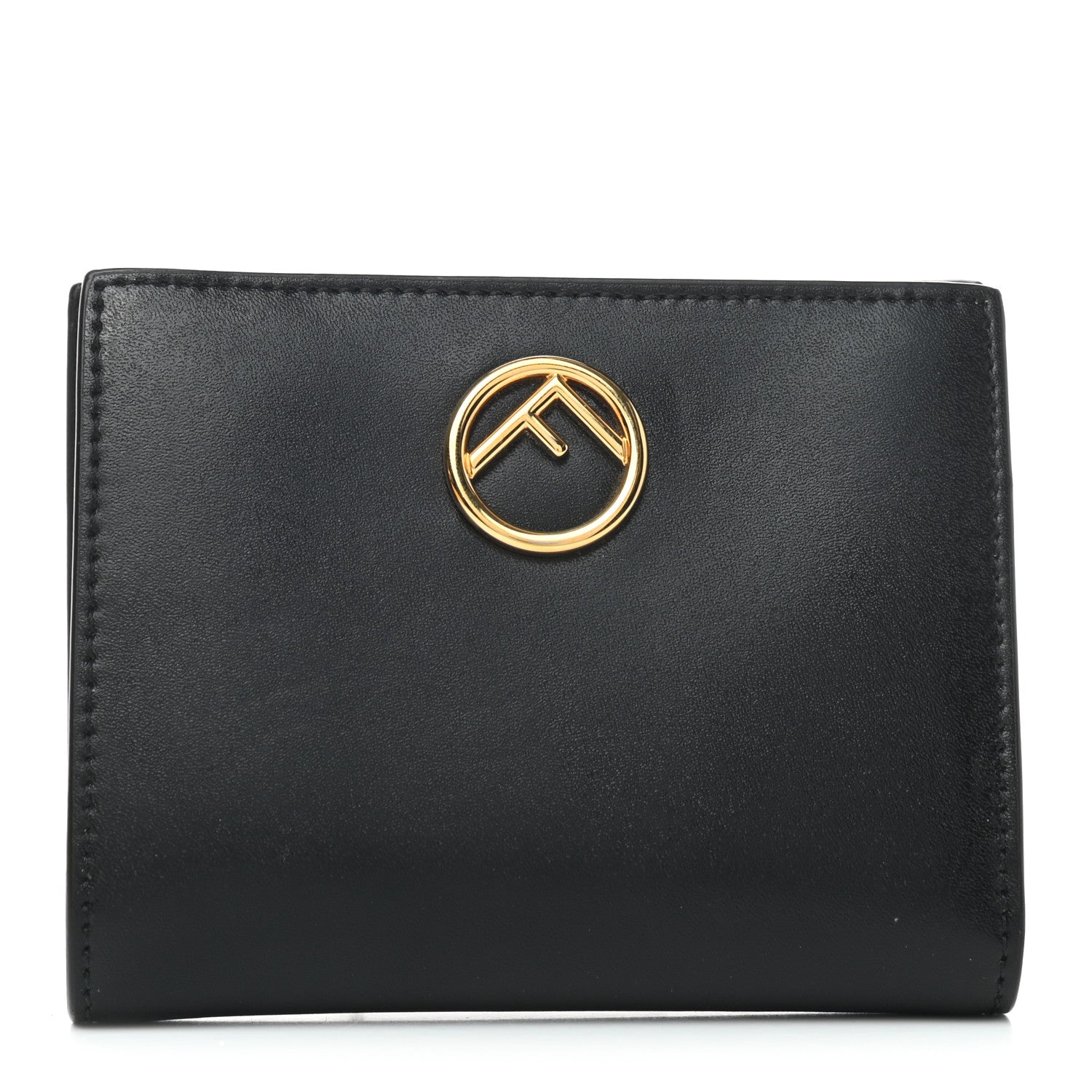 Fendi Vitello Liberty Lucido F is Fendi Compact Bi-Fold Wallet Black 1 of 6
