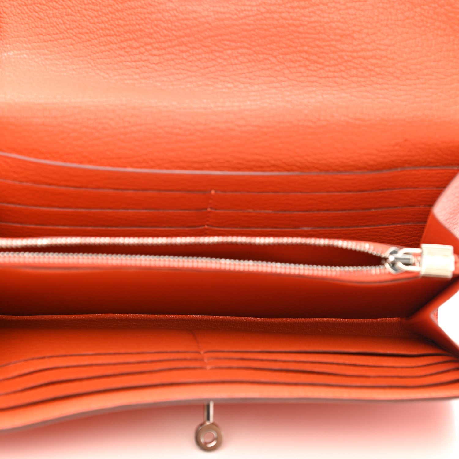 Hermes Chevre Mysore Kelly Longue Wallet Orange 5 of 10