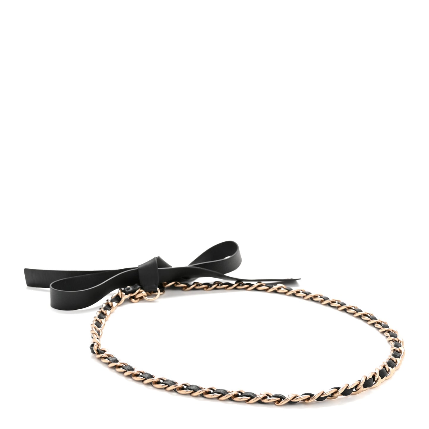 Lambskin Chain CC Bow Belt L Black