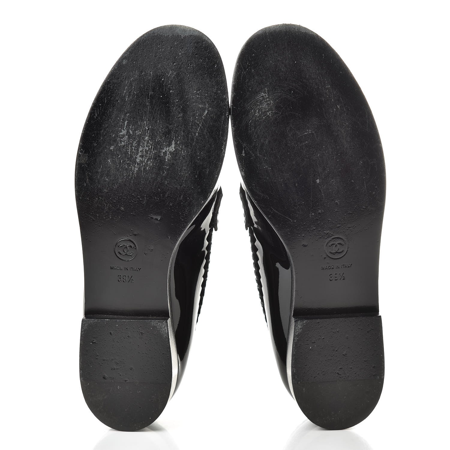 Chanel Patent CC Mocassin Loafers 39.5 Black 7 of 15