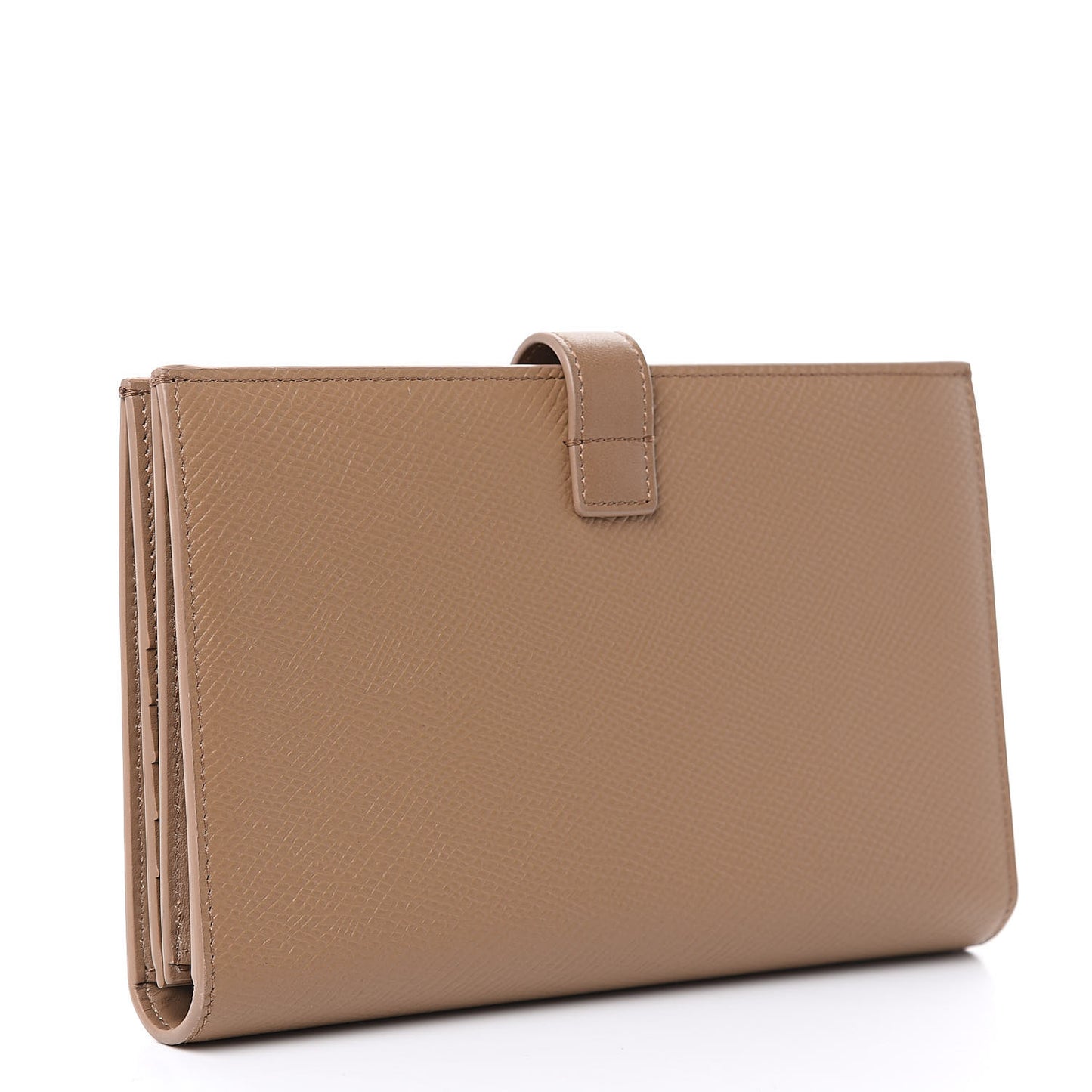 Grained Calfskin Large Multifunction Strap Wallet Light Camel