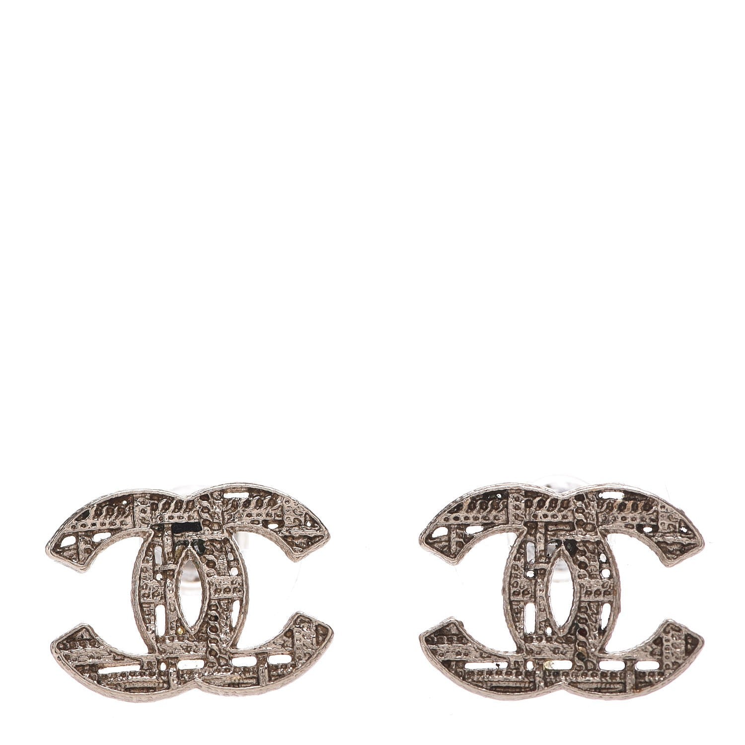 Chanel Tweed Effect CC Earrings Gold 1 of 6