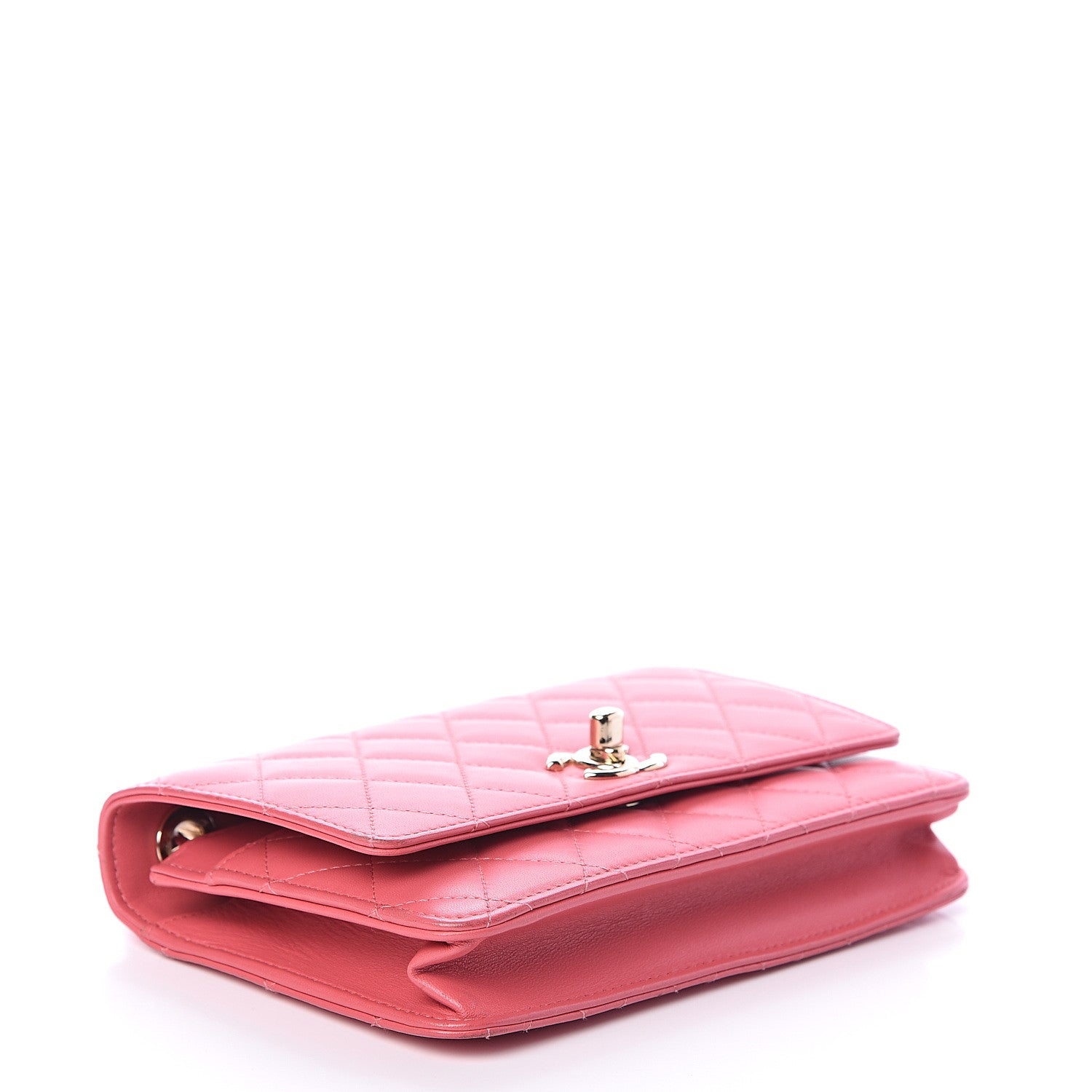 Chanel Lambskin Quilted Trendy CC Wallet On Chain WOC Bright Pink 3 of 10