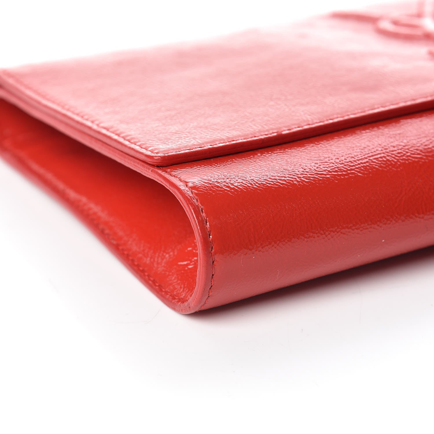 Saint Laurent Textured Patent Monogram Large Belle De Jour Clutch Red 5 of 8