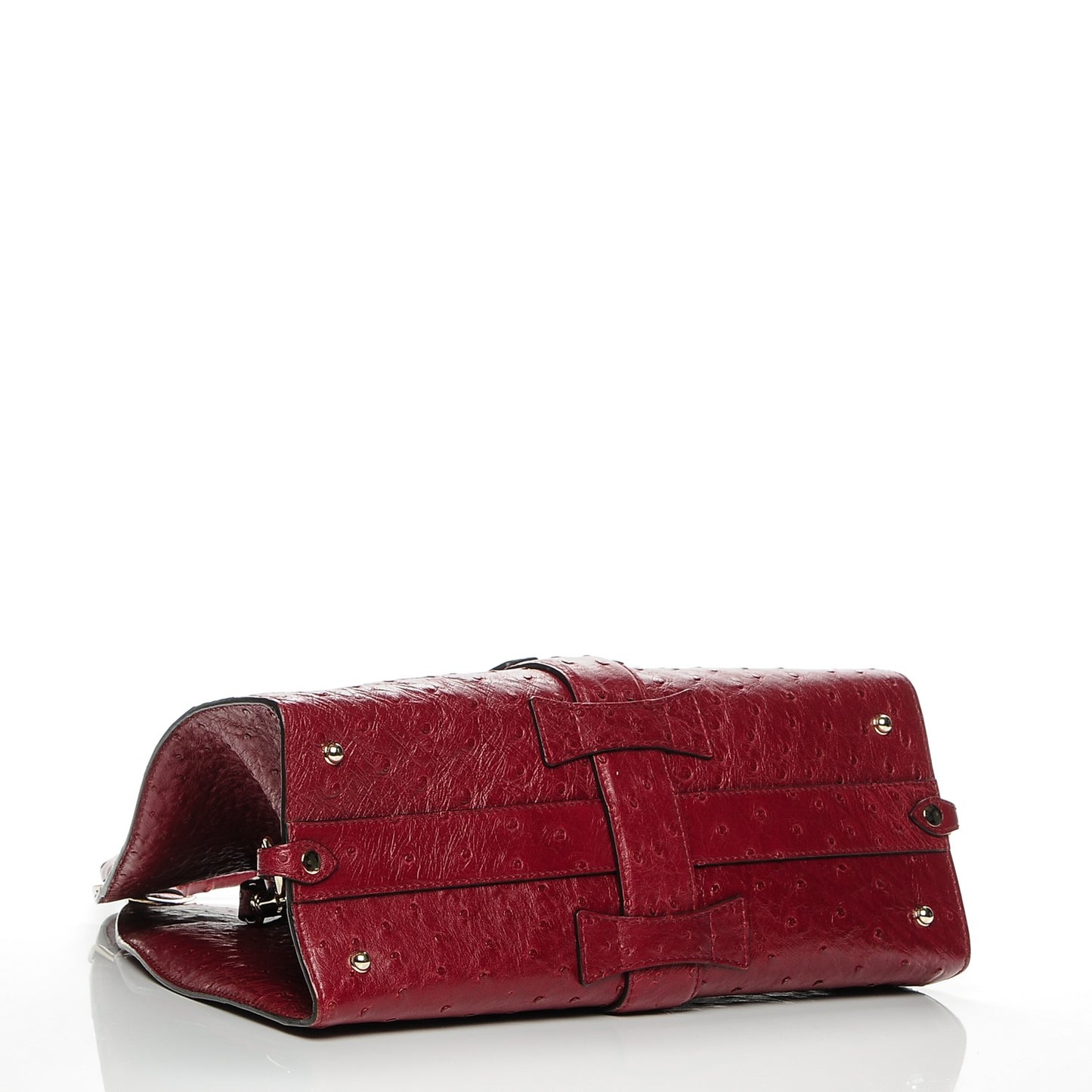 Ostrich Stirrup Top Handle Bag Raspberry