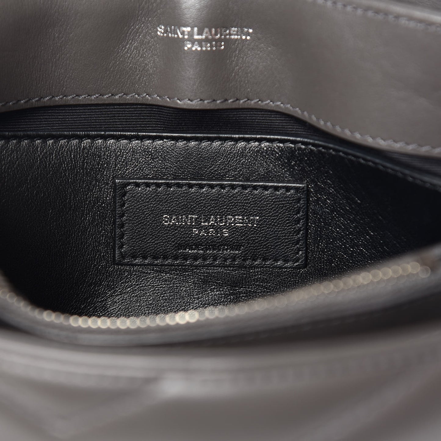 Calfskin Y Quilted Monogram Small Loulou Chain Satchel Asphalt