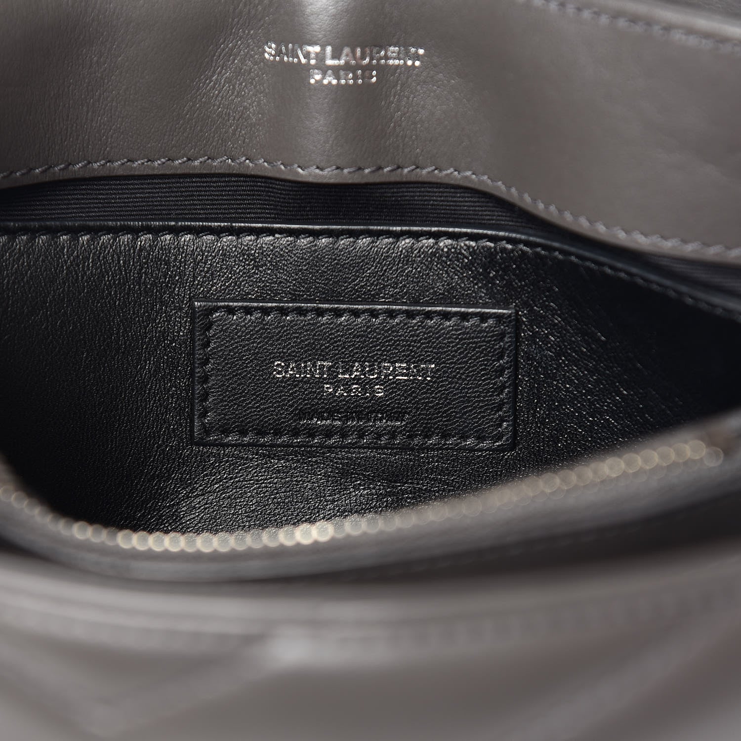Saint Laurent Calfskin Y Quilted Monogram Small Loulou Chain Satchel Asphalt 9 of 10