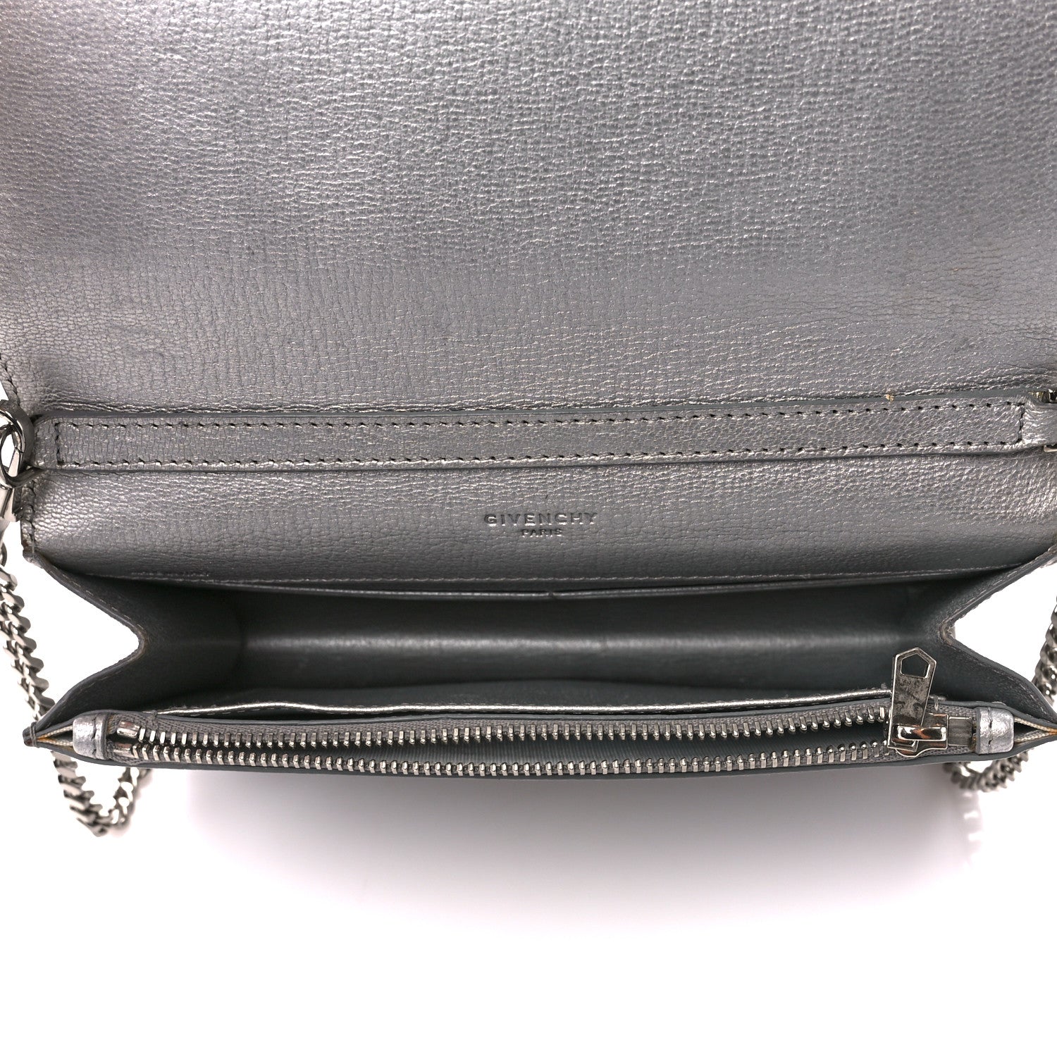 Givenchy Metallic Sugar Goatskin Pandora Chain Wallet Silver 5 of 11