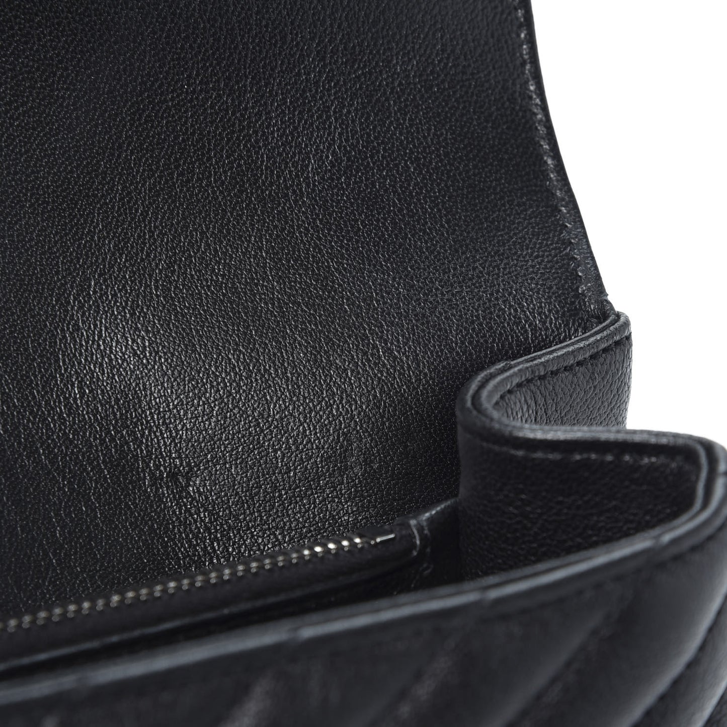 Sheepskin Matelasse Chevron Monogram Medium College Bag Black