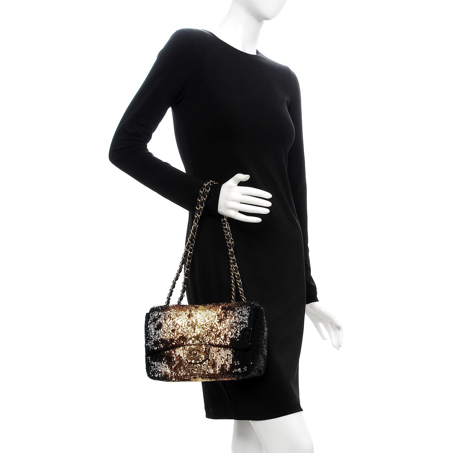 Sequin Medium Single Flap Bronze Black