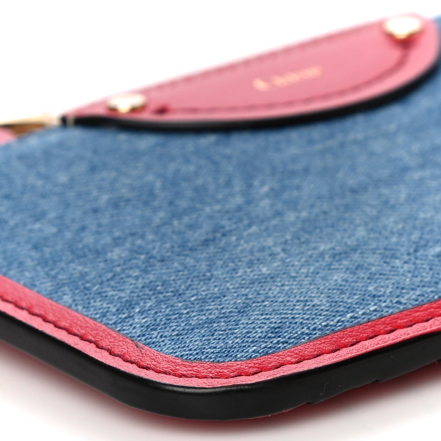 Calfskin Denim Alphabet Purse Wallet Blue Red