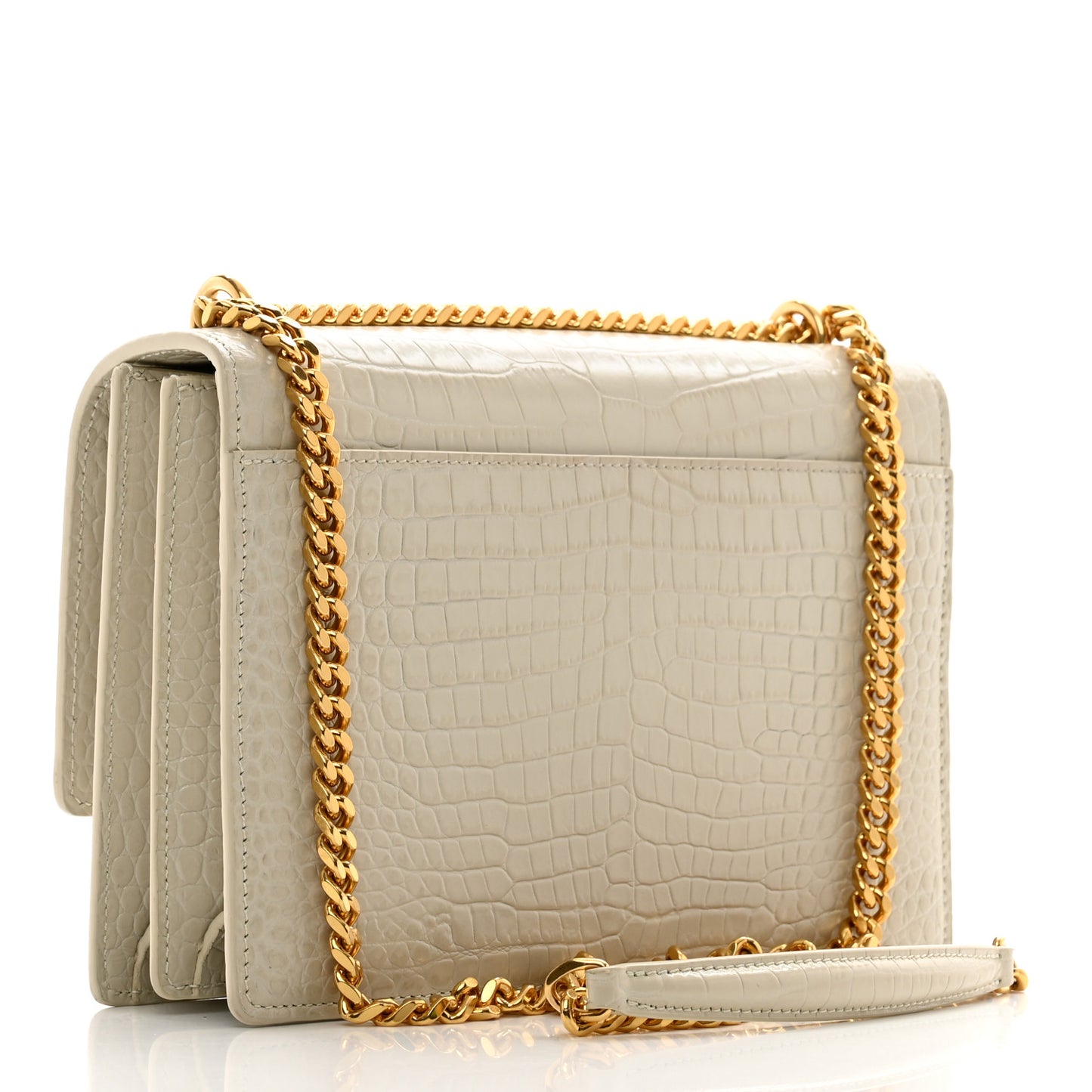 Calfskin Crocodile Embossed Medium Monogram Sunset Blanc Vintage