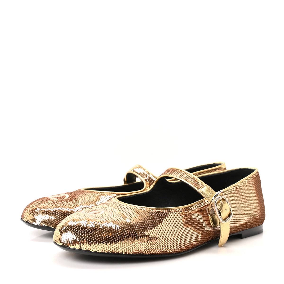 Sequin Mary Jane Flats 40 Golden