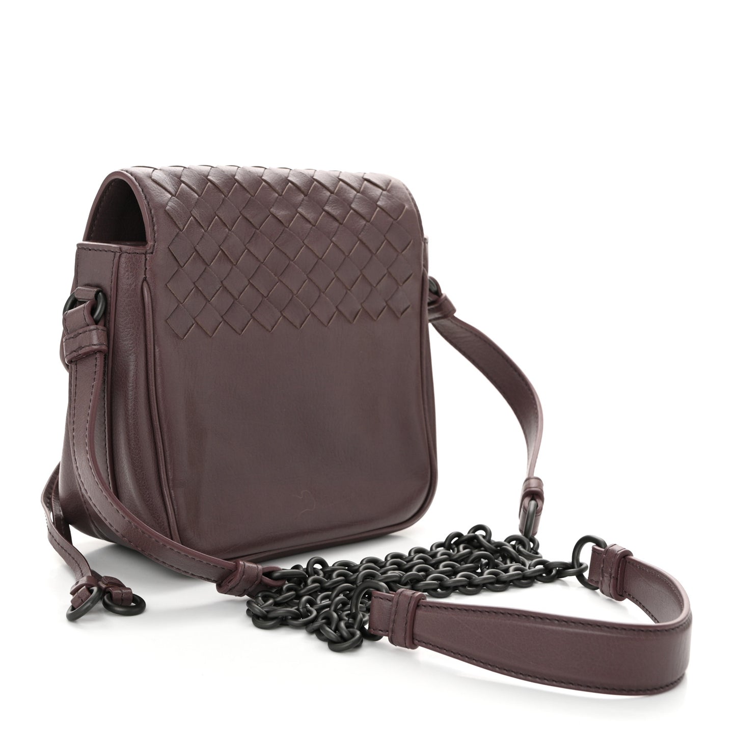 Nappa Intrecciato Mini Saddle Crossbody Lilac