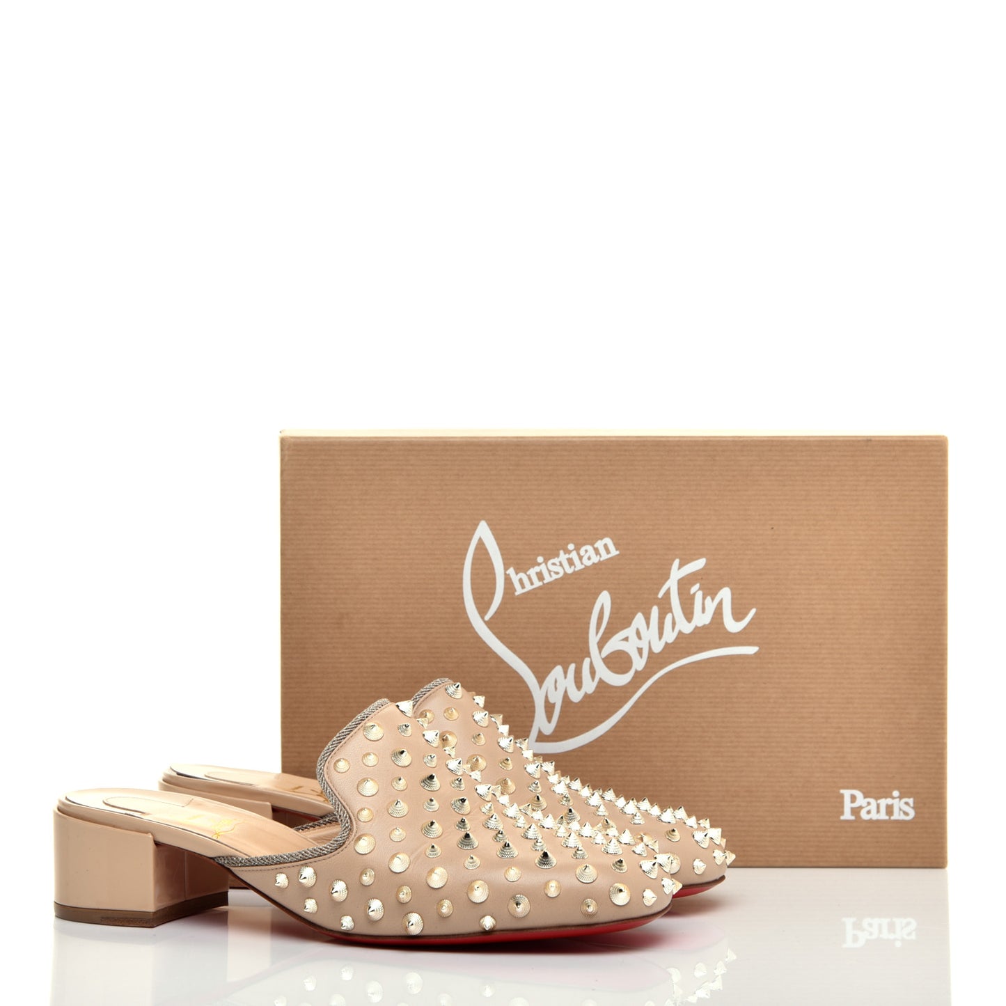 Shiny Nappa Spikes Mulaconka 35 Mules 38 Nude