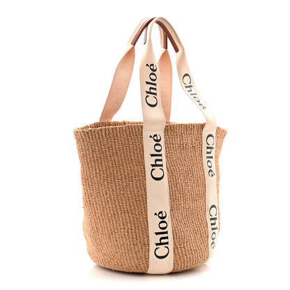 Chloe Raffia Large Woody Tote White 3 of 9