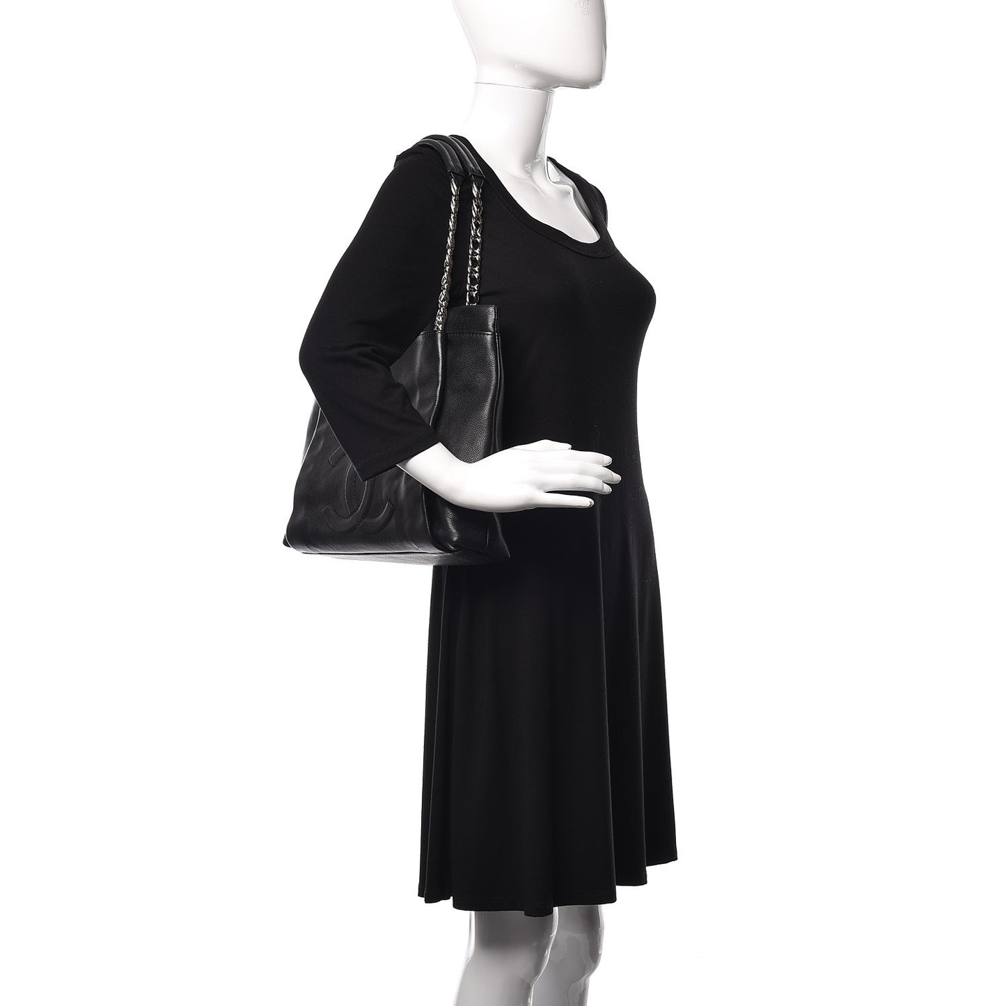 Caviar Large CC Tuck Tote Black