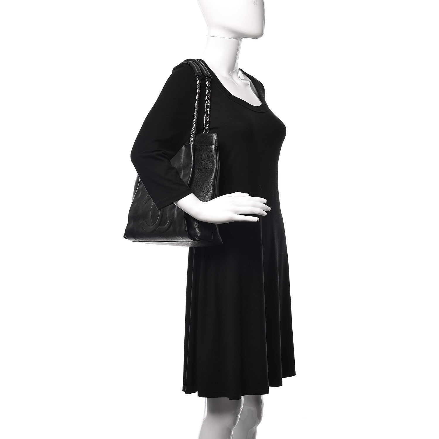 Chanel Caviar Large CC Tuck Tote Black 2 of 9