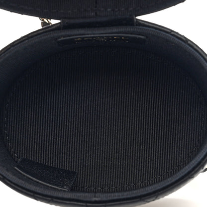 Chanel Lambskin Quilted Mini Round Vanity Case With Chain Black 5 of 11