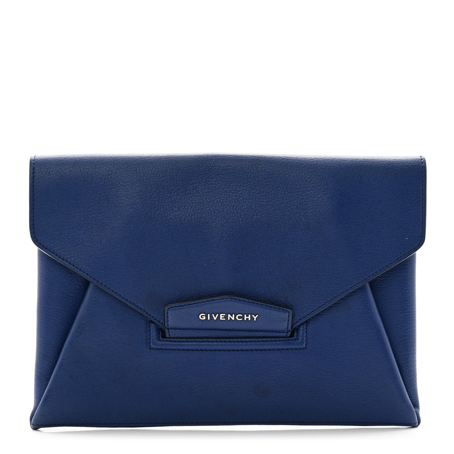 Sugar Goatskin Medium Antigona Envelope Clutch Blue