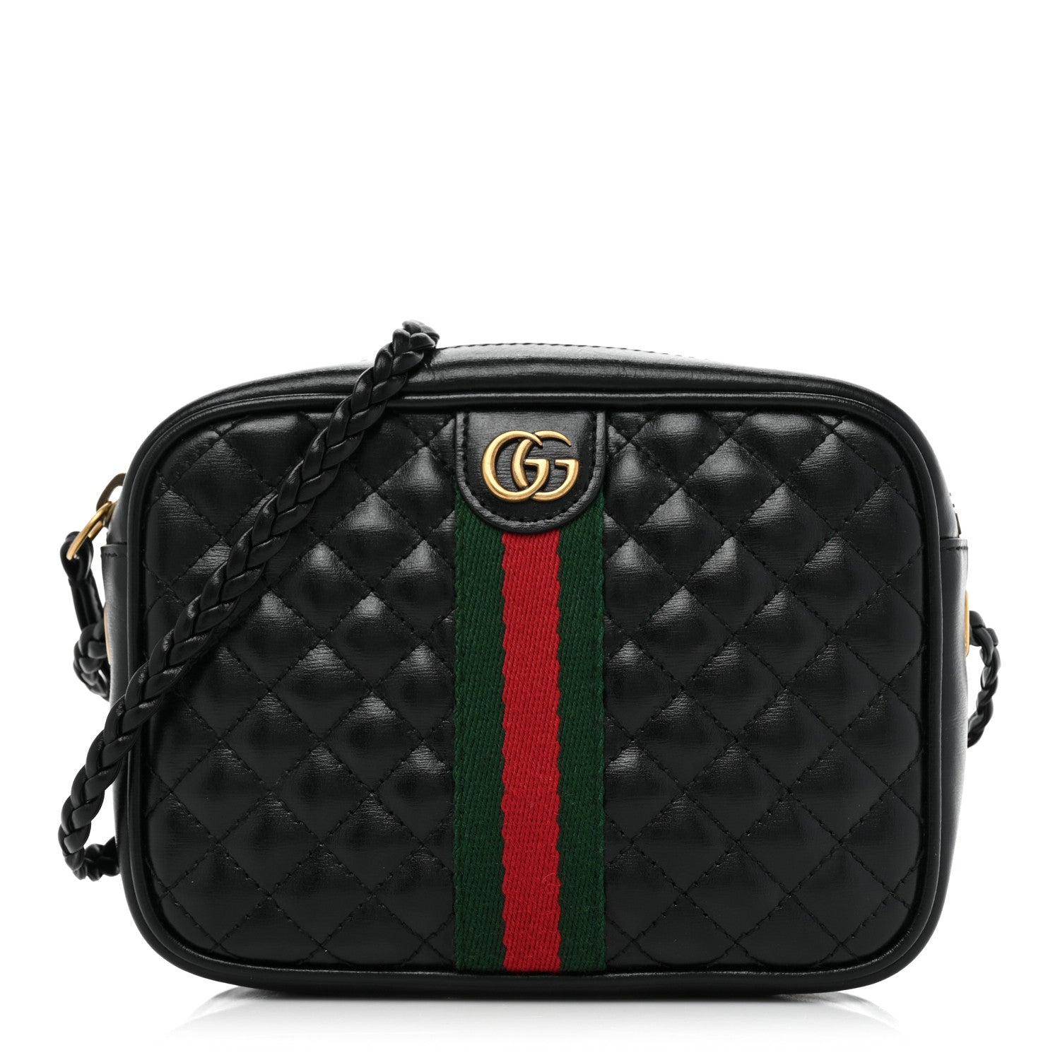 Gucci Calfskin Trapuntata Web Mini GG Shoulder Bag Black 1 of 10