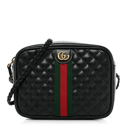 Gucci Calfskin Trapuntata Web Mini GG Shoulder Bag Black 1 of 10