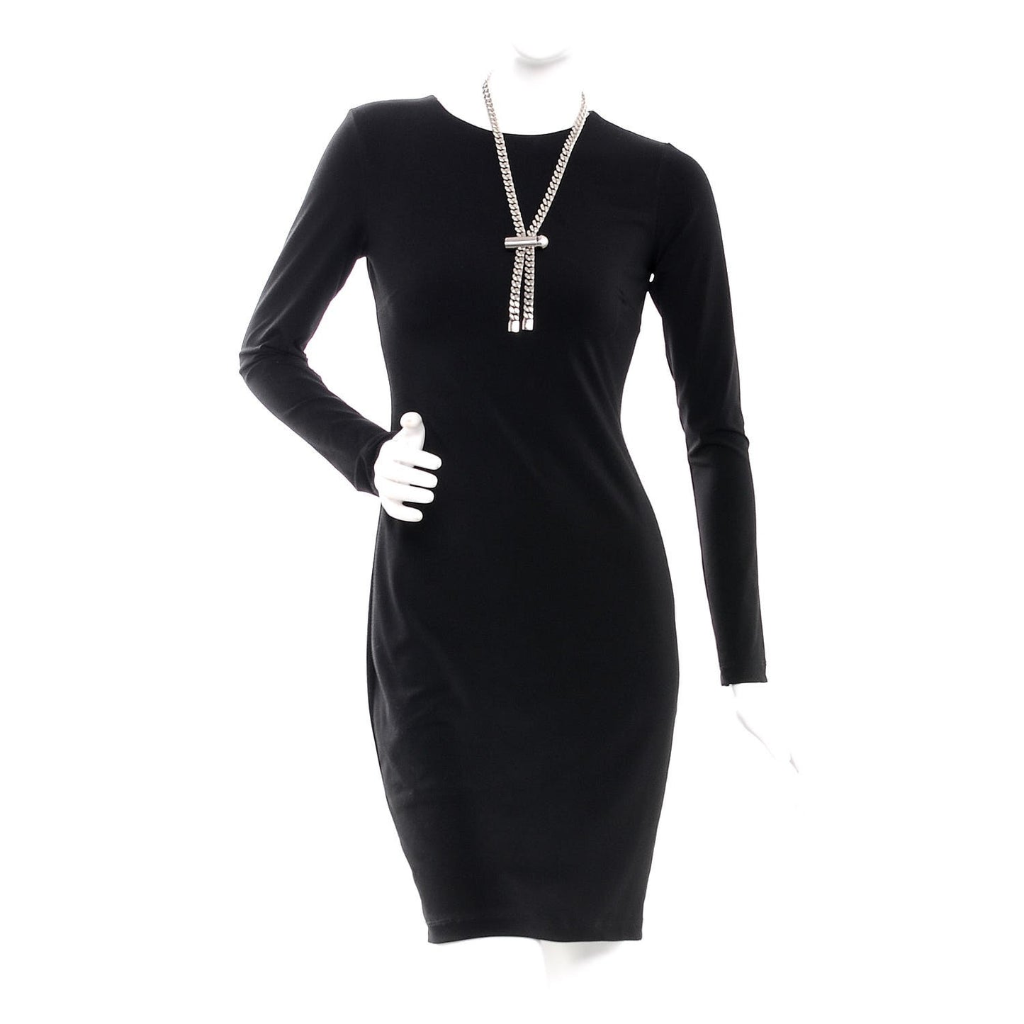 Pearl Oversized Chain Logo Clinch Necklace Silver