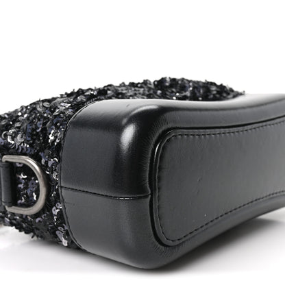 Chanel Sequin Calfskin Small Gabrielle Hobo Black Silver 9 of 10