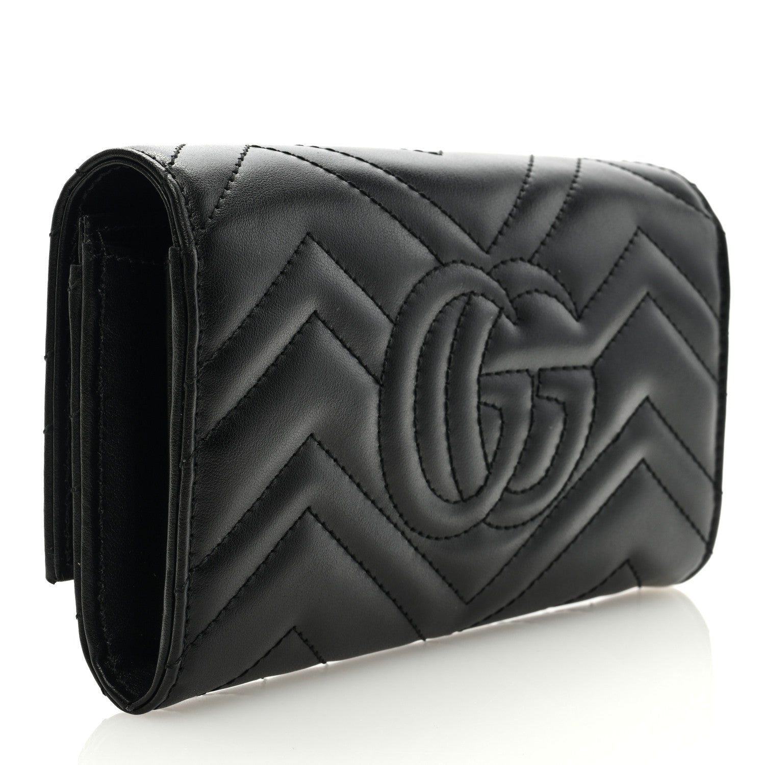 Gucci Calfskin Matelasse GG Marmont Continental Wallet Black 3 of 6