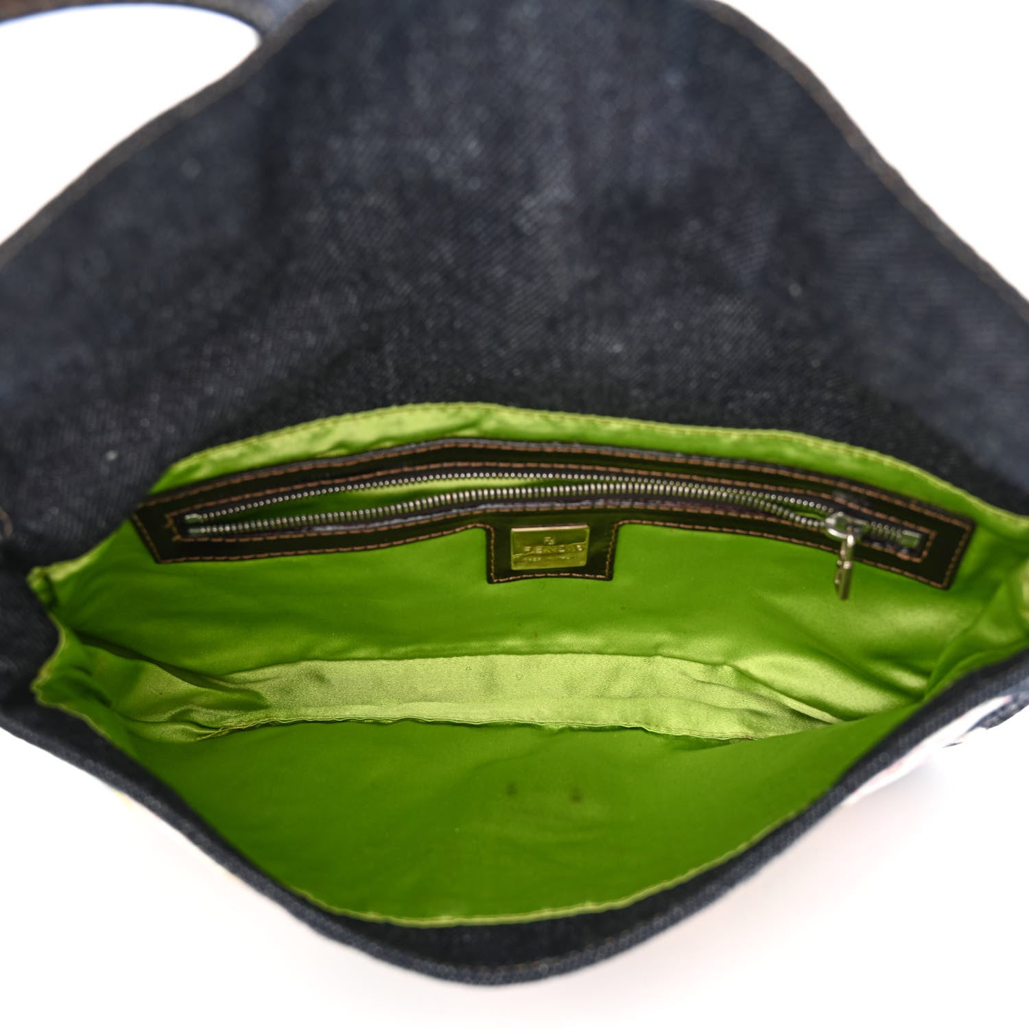 Fendi Denim Embroidered Baguette Blue Multicolor 5 of 10