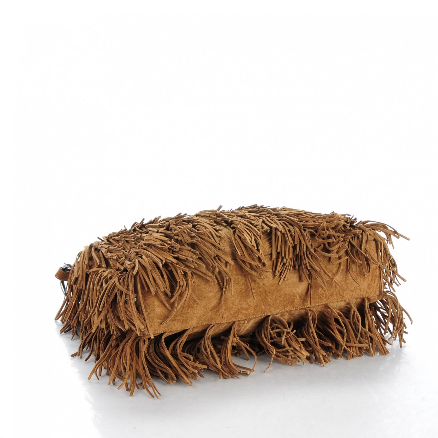 Suede Scamosciato Fringe Hobo Cammello