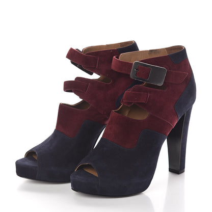 Hermes Suede Goatskin Fusion Ankle Boots 38.5 Marine Bourgogne 3 of 9