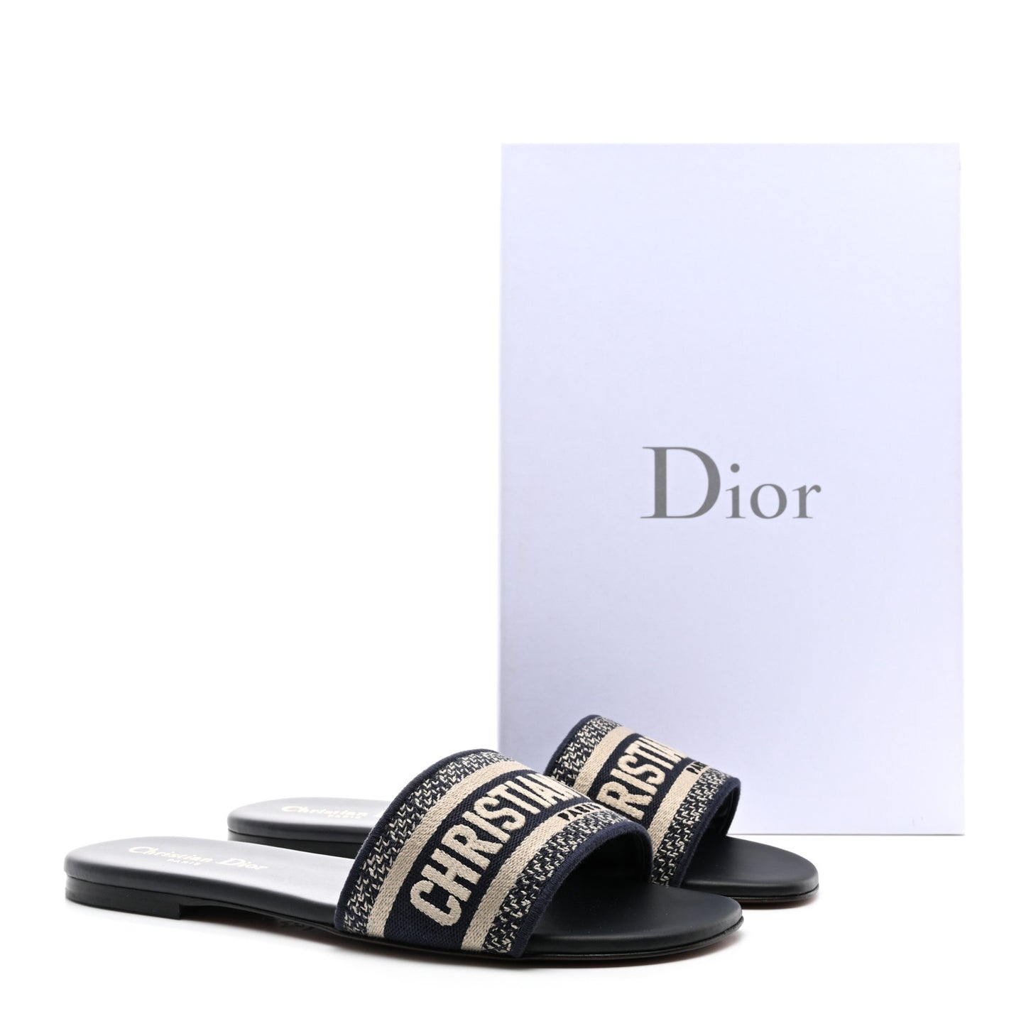Canvas Embroidered Dway Mules Slide Sandals 39 Deep Blue