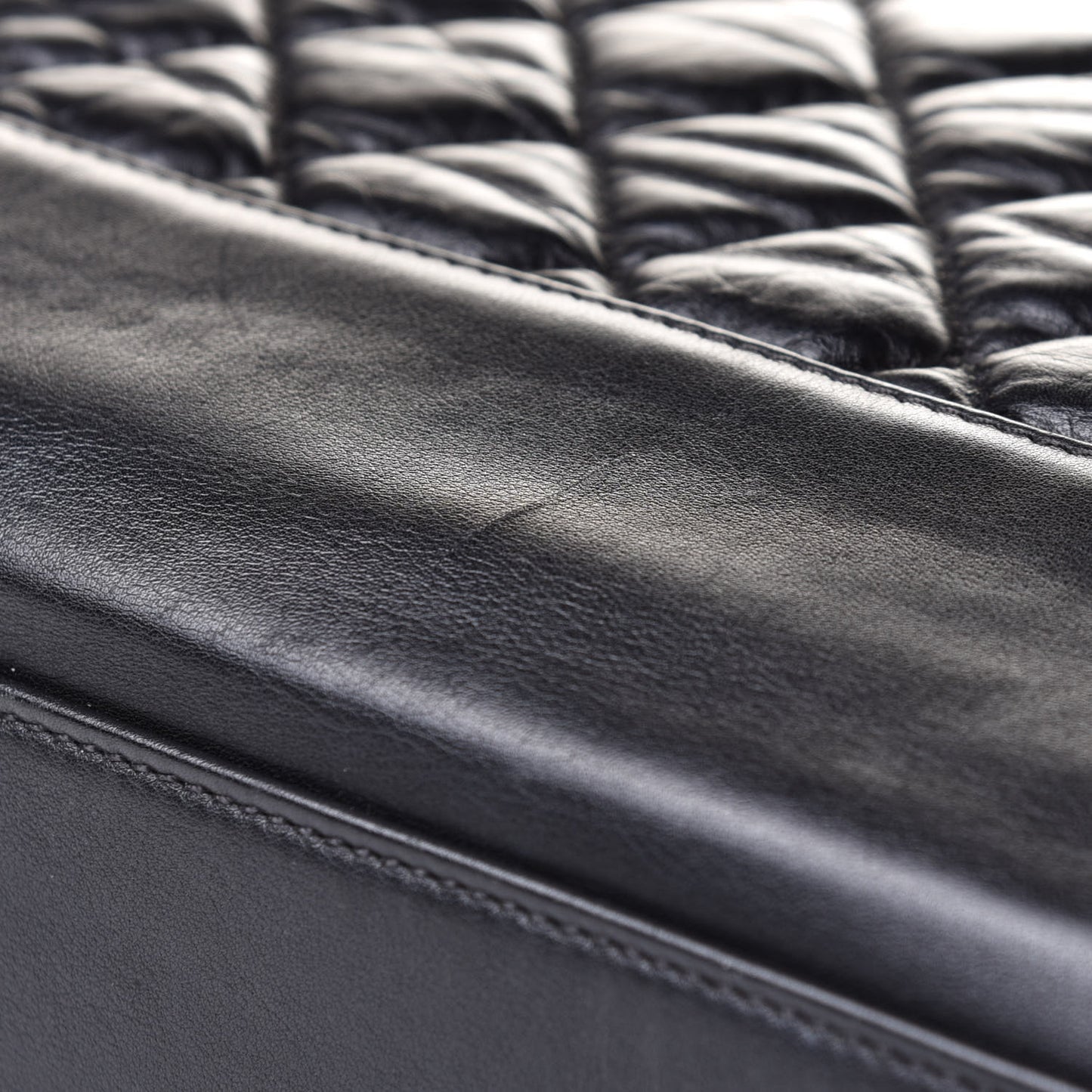 Aged Calfskin Quilted Be CC Tote Black