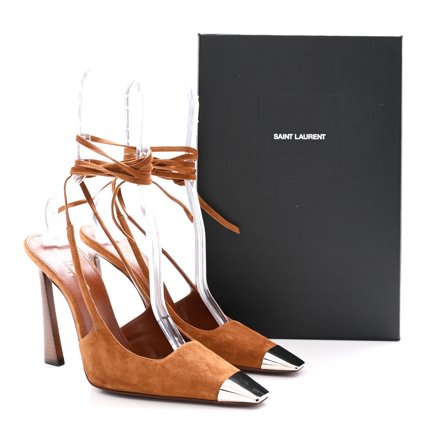 Saint Laurent Suede Blade 105 Slingback Pumps 38.5 Brown 11 of 11