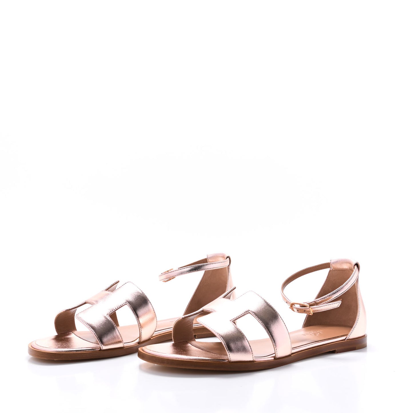 Metallic Calfskin Santorini Sandals 38 Rose Doré