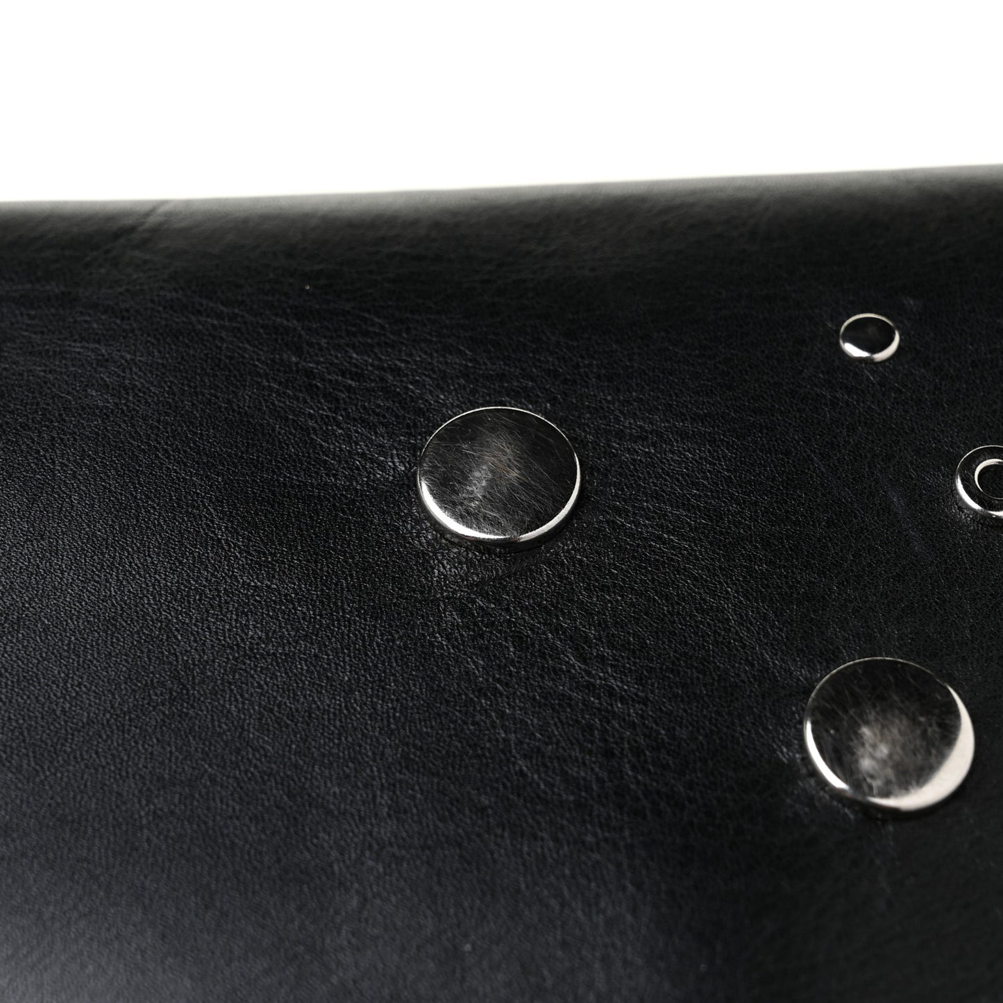 Calfskin Grommet Skull Envelope Clutch Black